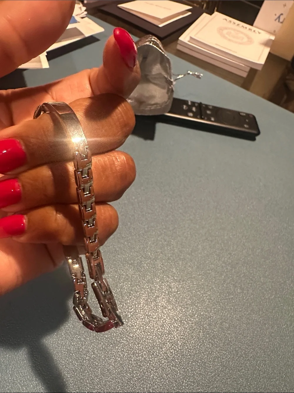 Charter Club Silver Crystal Bracelet Watch with Heart Charm